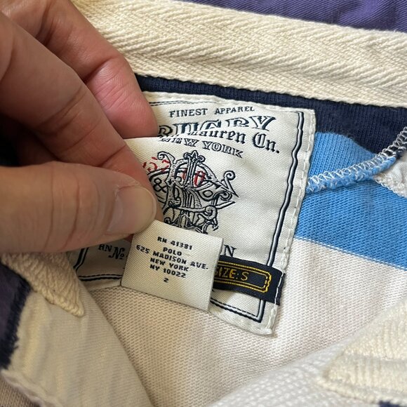 Ralph Lauren Rugby Crest Patch Striped Long Sleeve Shirt - Men's Size S - Blue - Picture 14 of 15